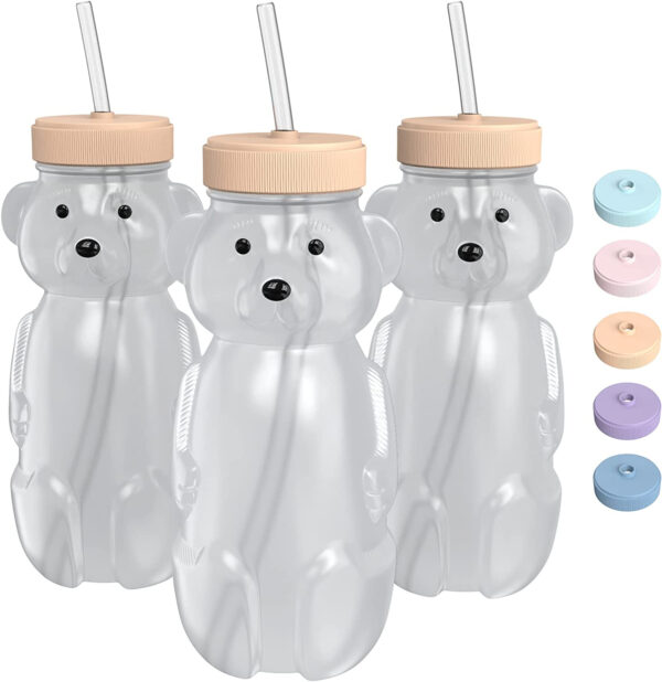 Bear-Shaped Cups with Straws (Per Dozen)