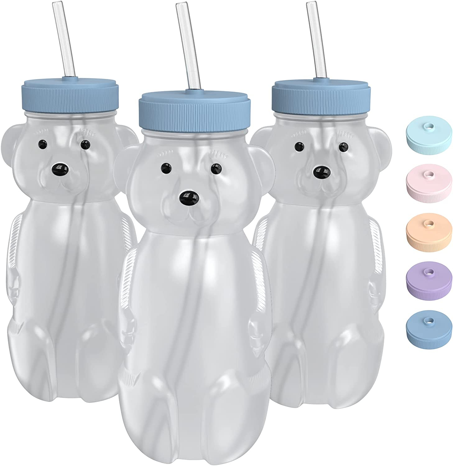 Honey Bear Straw Cups (3-Pack); 8-Ounce Therapy Sippy Bottles w/Flexible  Straws