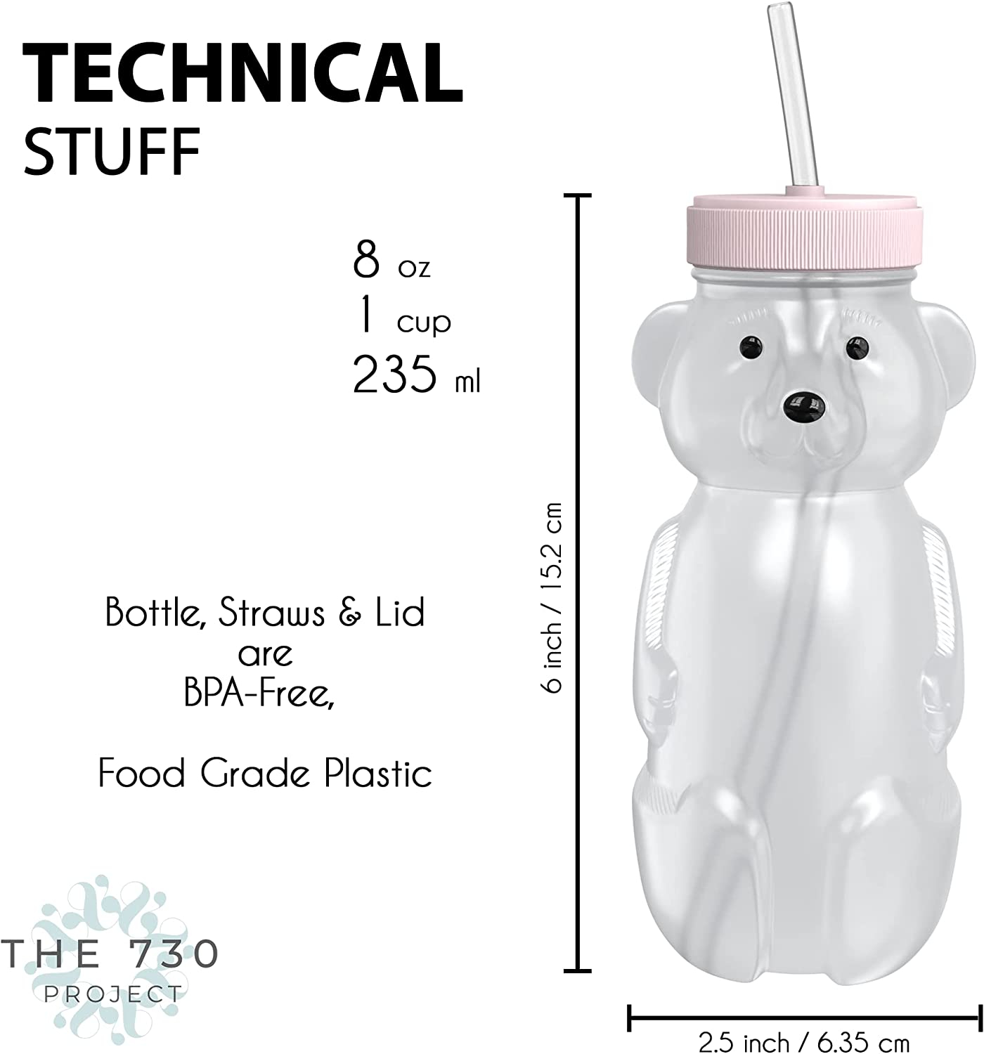 Honey Bear Straw Cups (3-Pack); 8-Ounce Therapy Sippy Bottles w