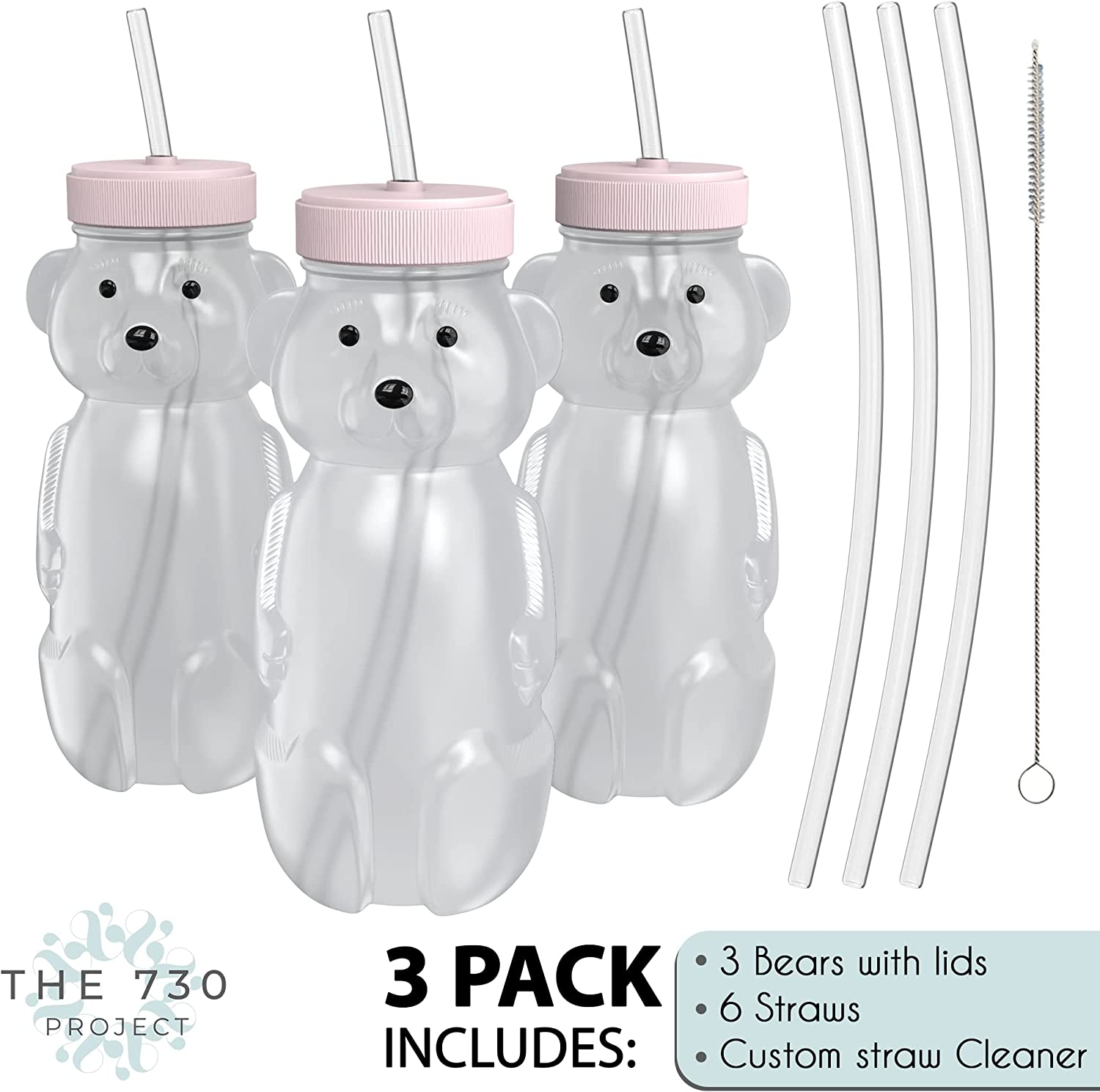 Honey Bear Straw Cup single color 3-pack